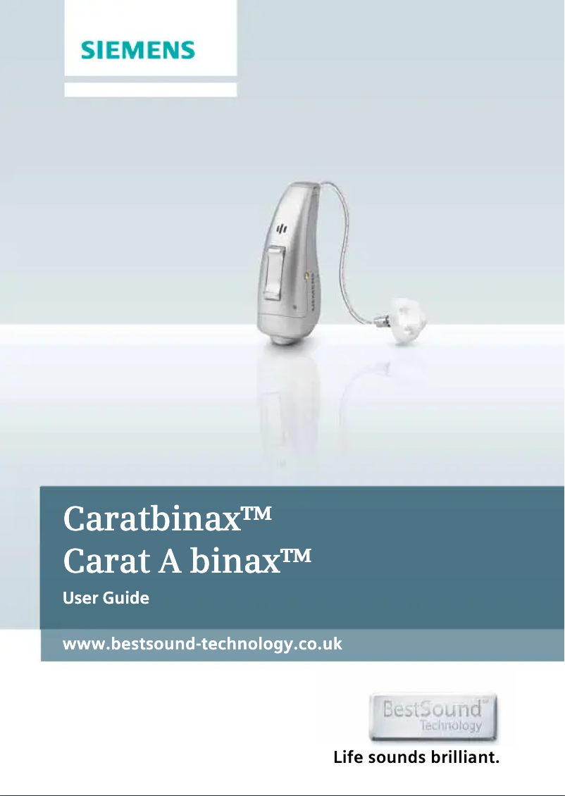 First page image of the manual for Carat binax