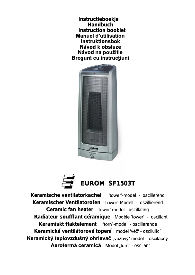 Page 1 of the manual User Manual Eurom SF1503T