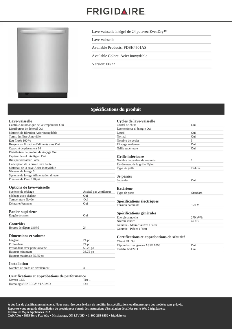 First page image of the manual for FDSH4501AS