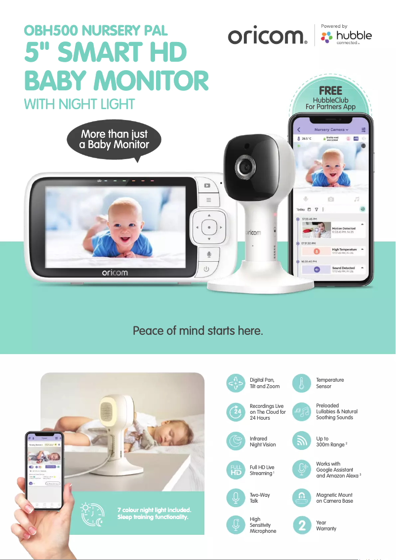 Page 1 de la notice Fiche technique Oricom OBH500