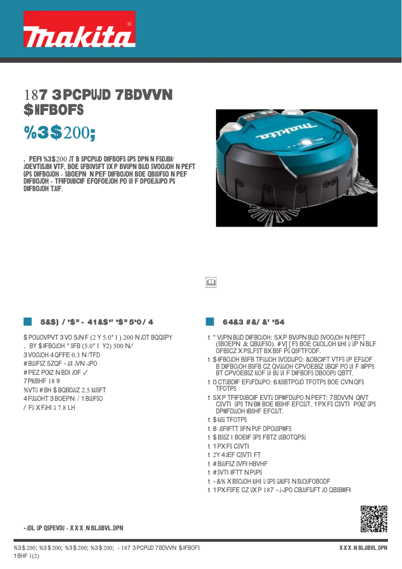 Page 1 of the manual Technical Sheet Makita DRC200