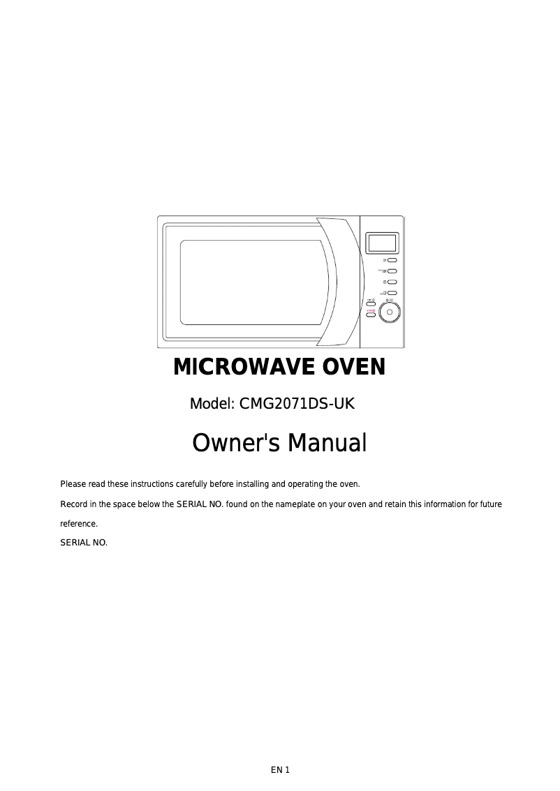 First page image of the manual for CMG2071DS-UK