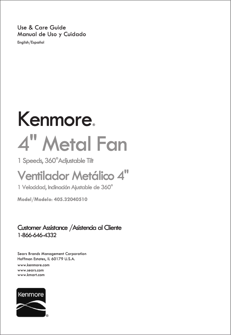 Page 1 of the manual User Manual Kenmore 405.32040510