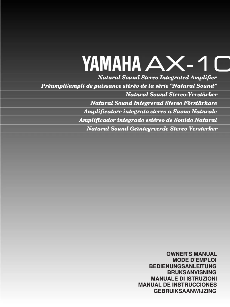 First page image of the manual for AX-10