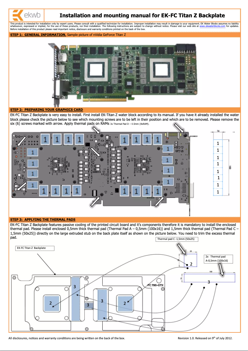 Page 1 of the manual User Manual EK Water Blocks 3831109868973