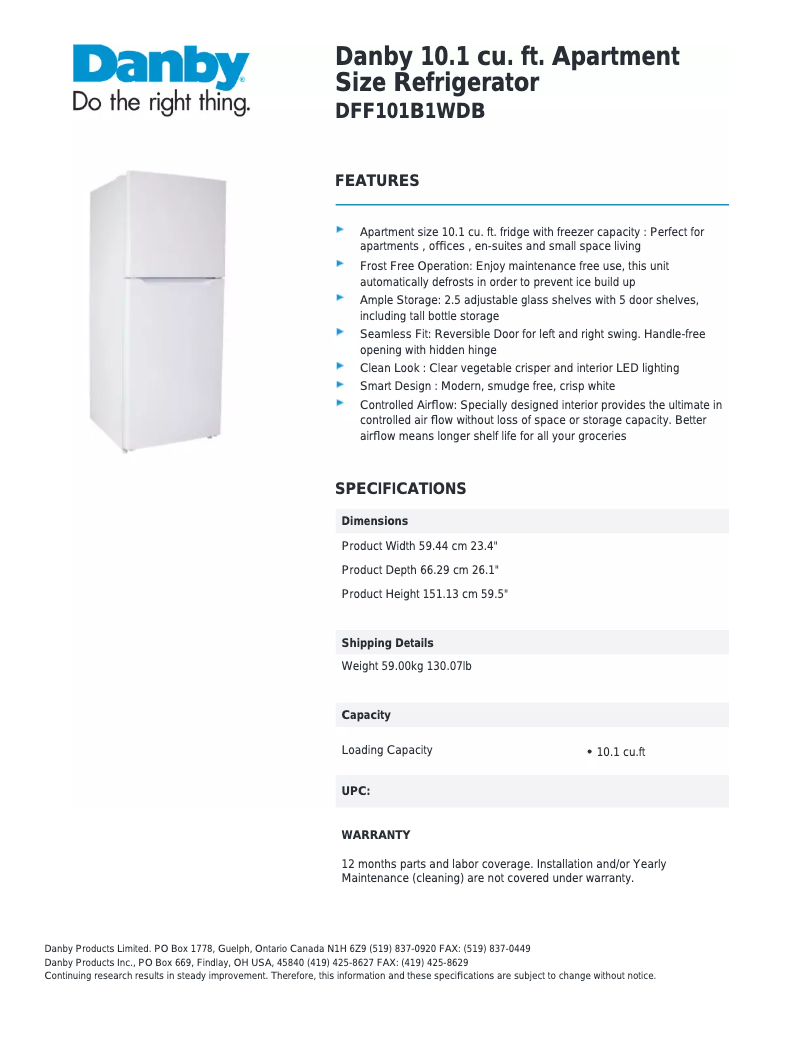 First page image of the manual for DFF101B1WDB