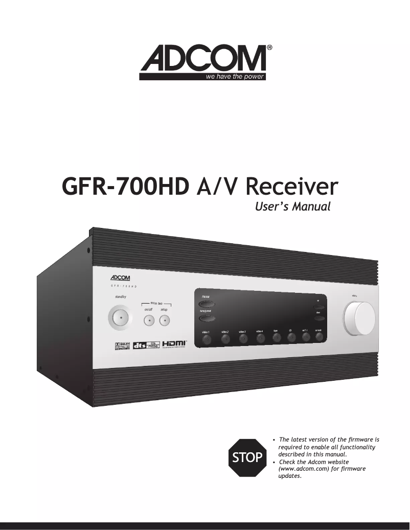 First page image of the manual for GFR-700HD