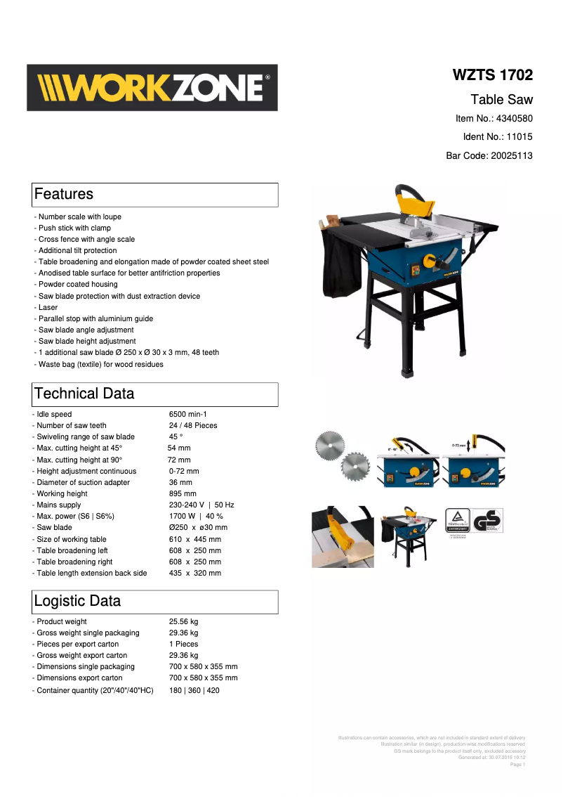 First page image of the manual for WZTS 1702