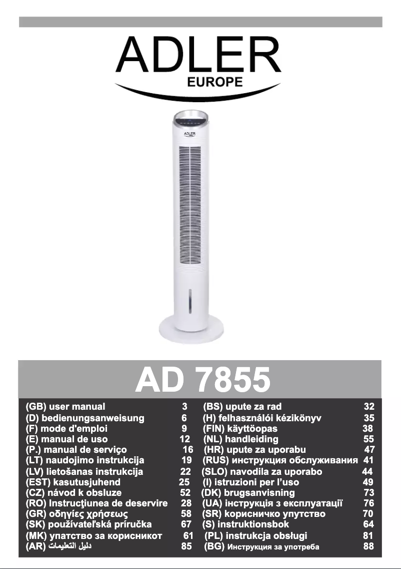 Page 1 of the manual User Manual Adler AD 7855