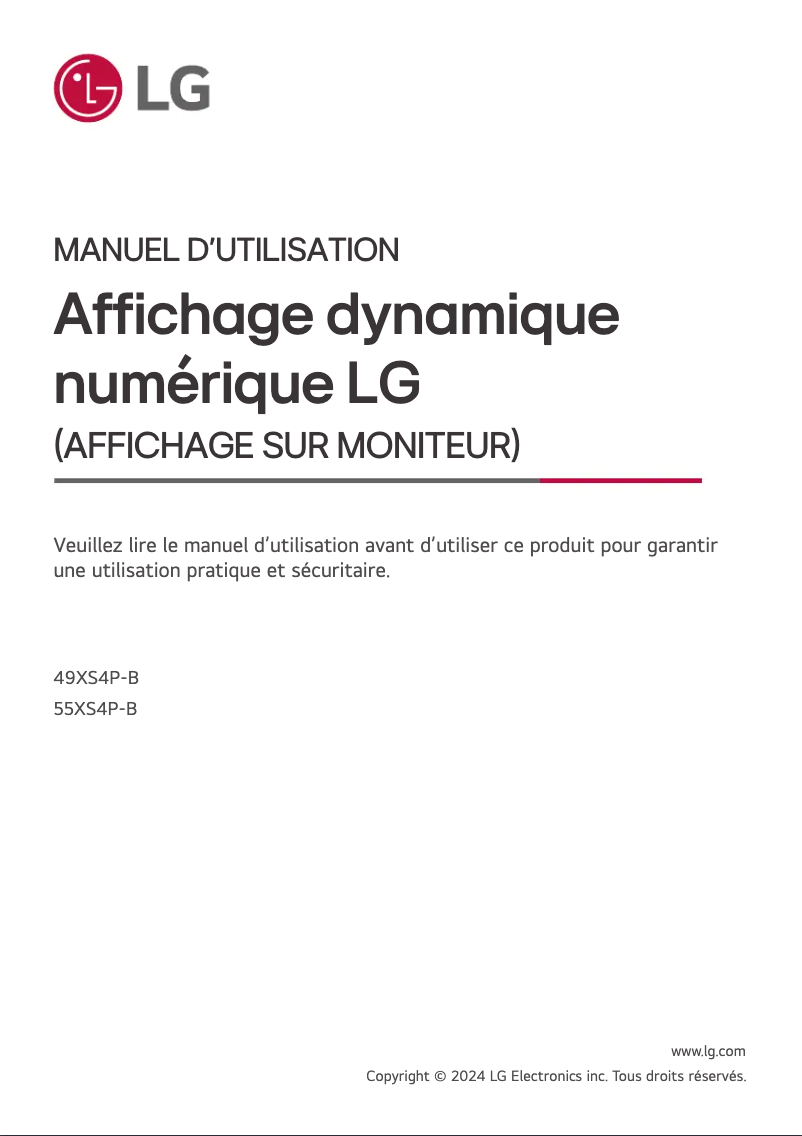 First page image of the manual for 49XS4P-B