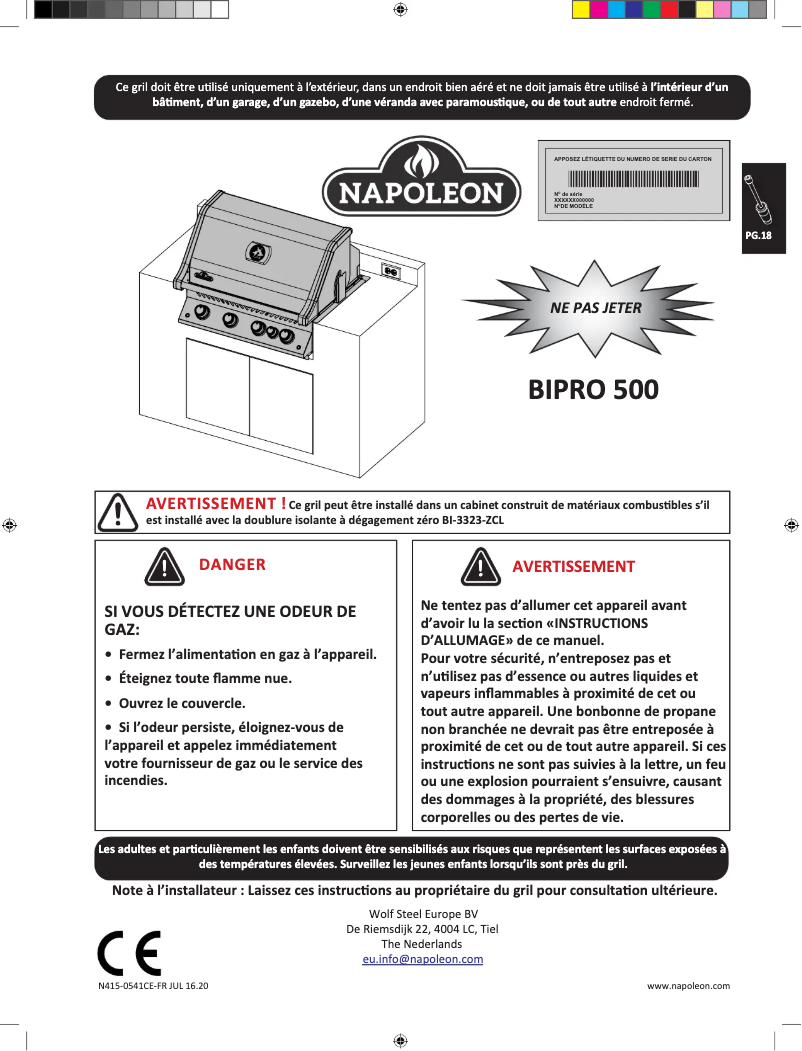 Page 1 of the manual User Manual Napoleon BIPRO 500