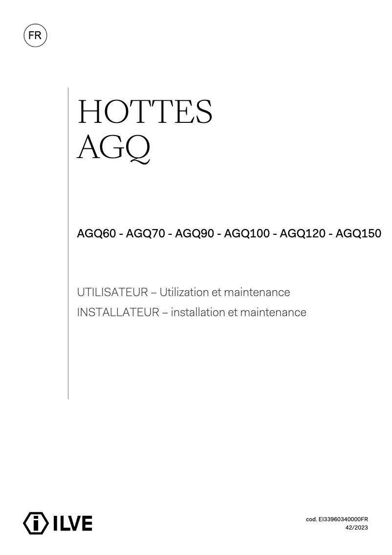 First page image of the manual for AGQ70