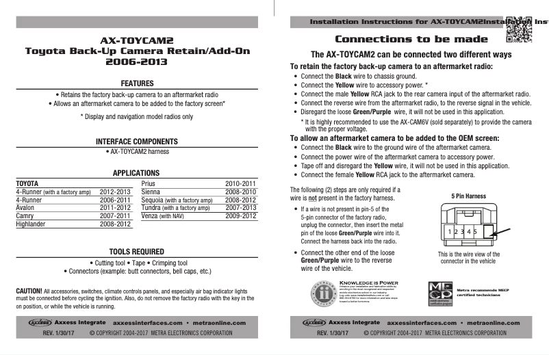 First page image of the manual for AX-TOYCAM2