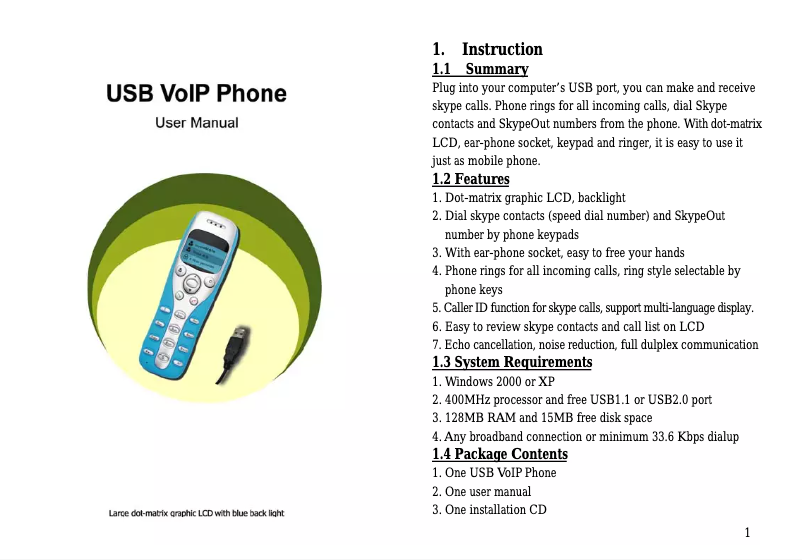 Page 1 of the manual User Manual Sedna SE-P8D