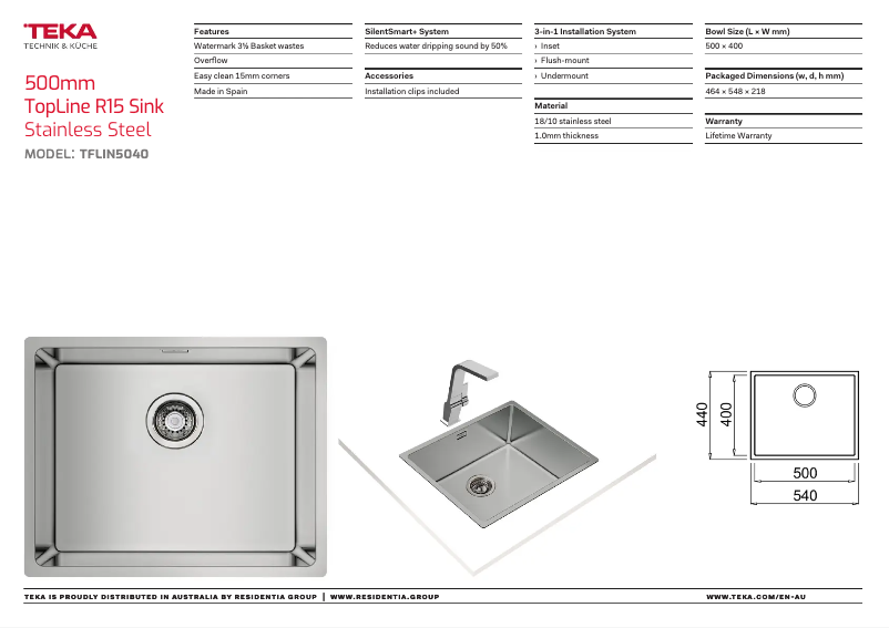 Page 1 of the manual User Manual Teka TFLIN5040