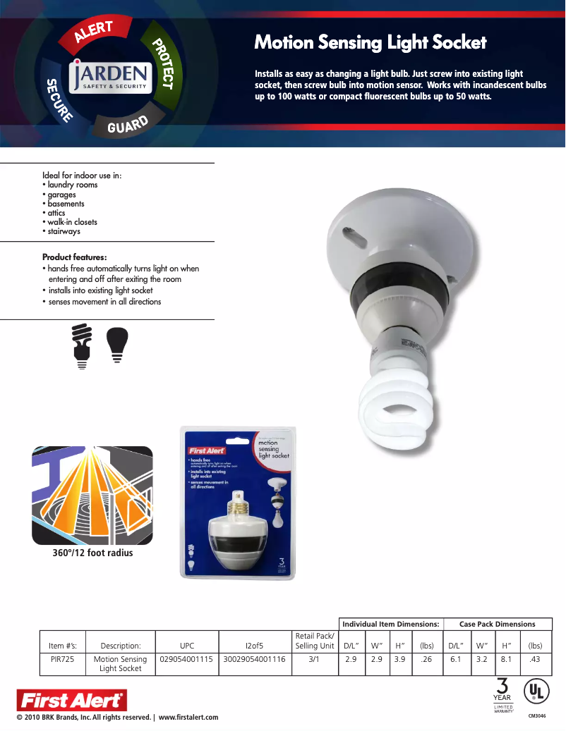 First page image of the manual for PIR725