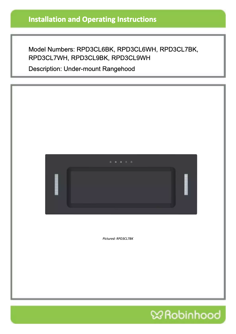 Page 1 of the manual User Manual Robinhood RPD3CL6