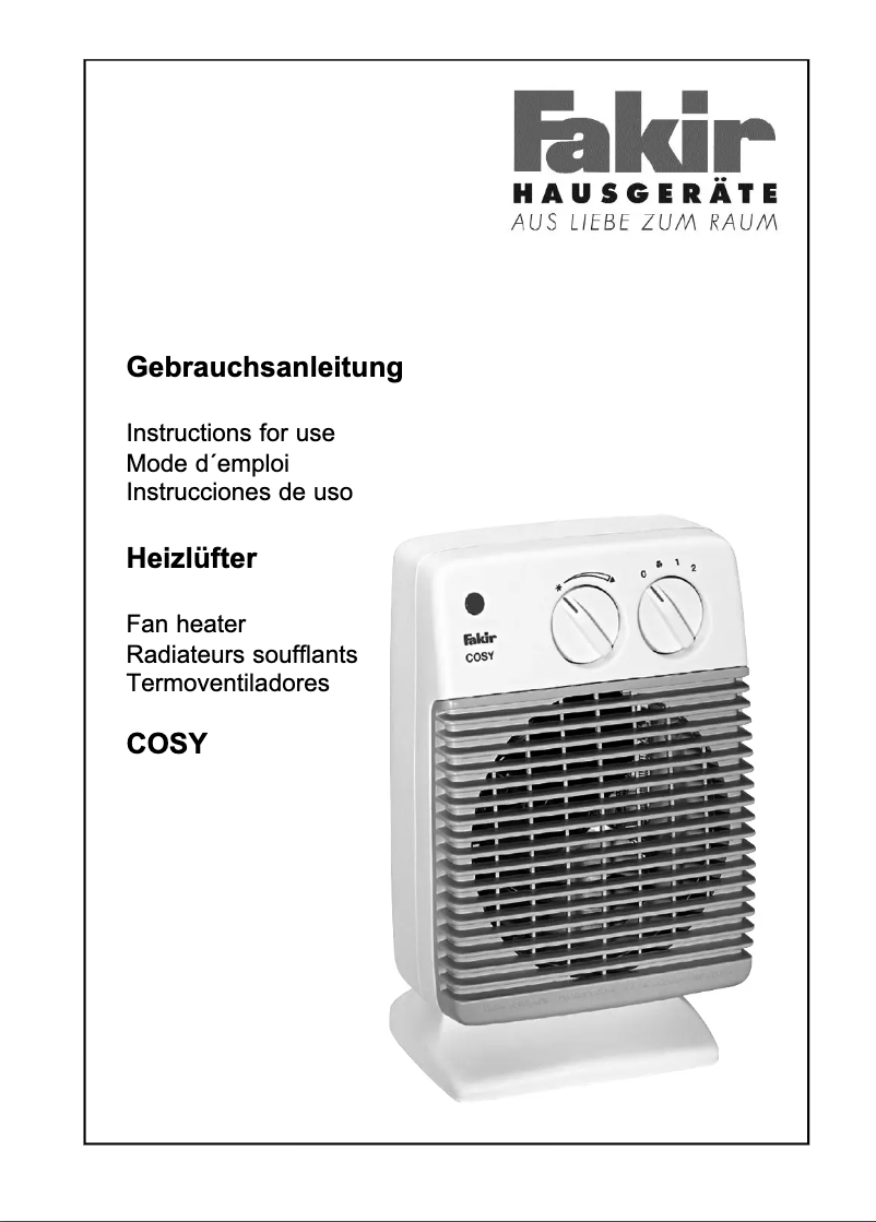 First page image of the manual for Cosy