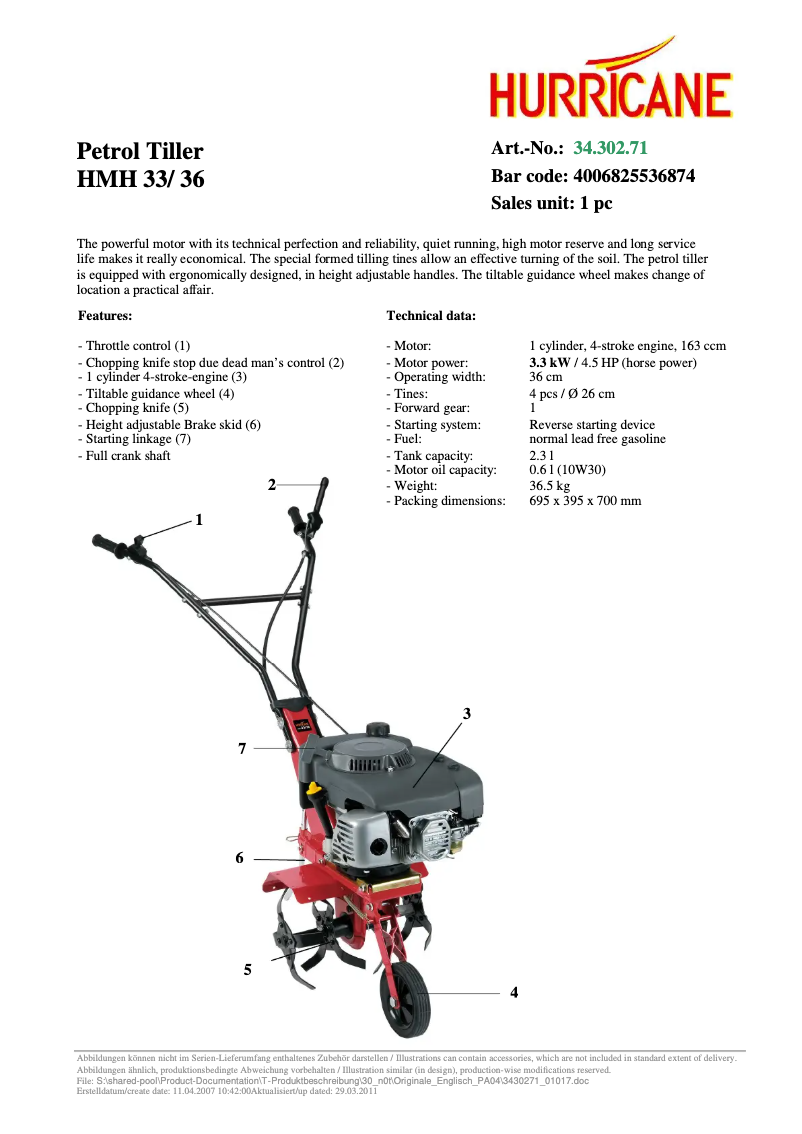 First page image of the manual for HMH 33/36