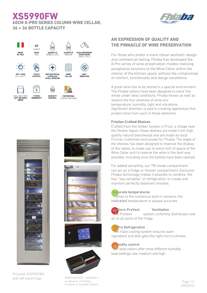Page 1 of the manual Technical Sheet Fhiaba XS5990FW6ASS