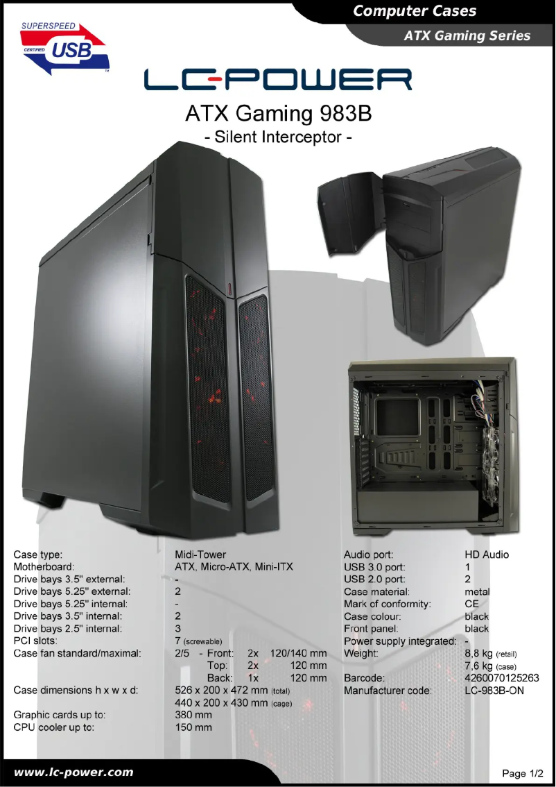 Page 1 of the manual User Manual LC-Power ATX Gaming 983B