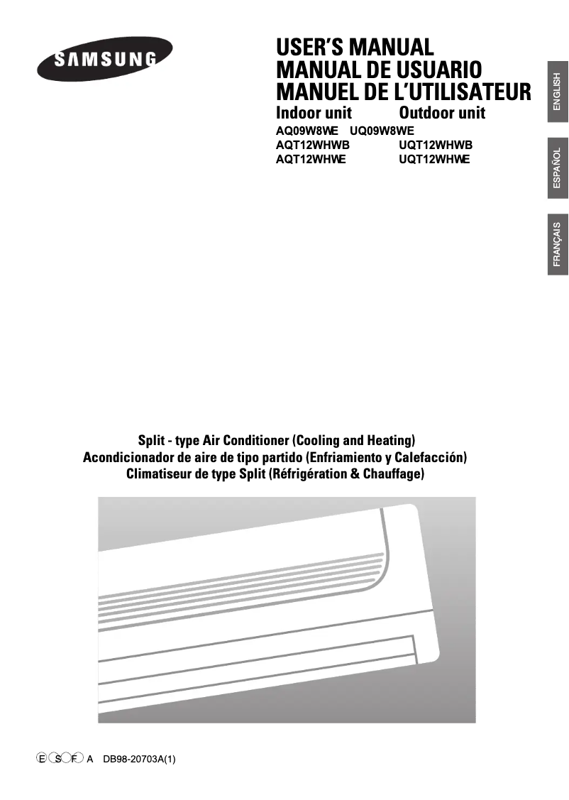 Page 1 of the manual User Manual Samsung AQT12WHWE