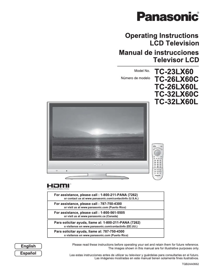 Page 1 of the manual User Manual Panasonic TC-26LX60