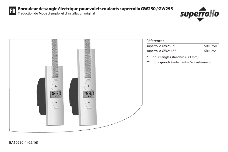 Page 1 de la notice Manuel utilisateur Superrollo GW255