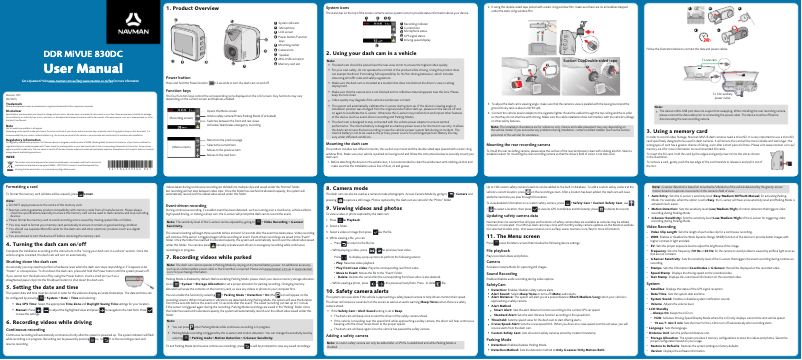 Page 1 of the manual User Manual Navman MiVue 830DC