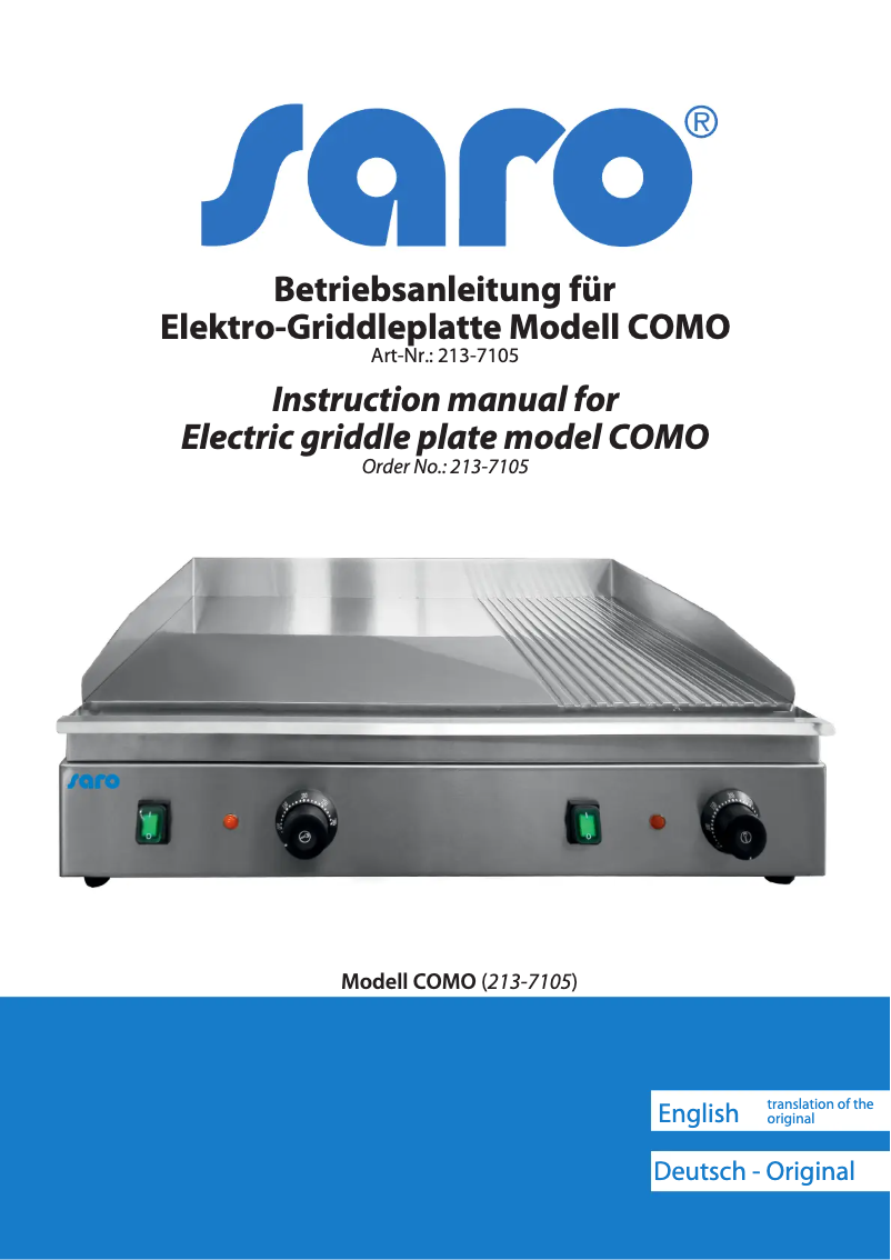 Page 1 de la notice Manuel utilisateur Saro COMO 213-7105
