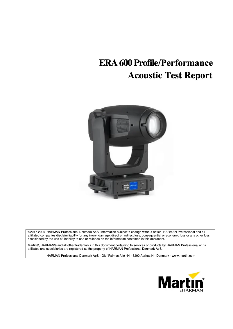 Page 1 of the manual Technical Sheet Martin ERA 600 Profile