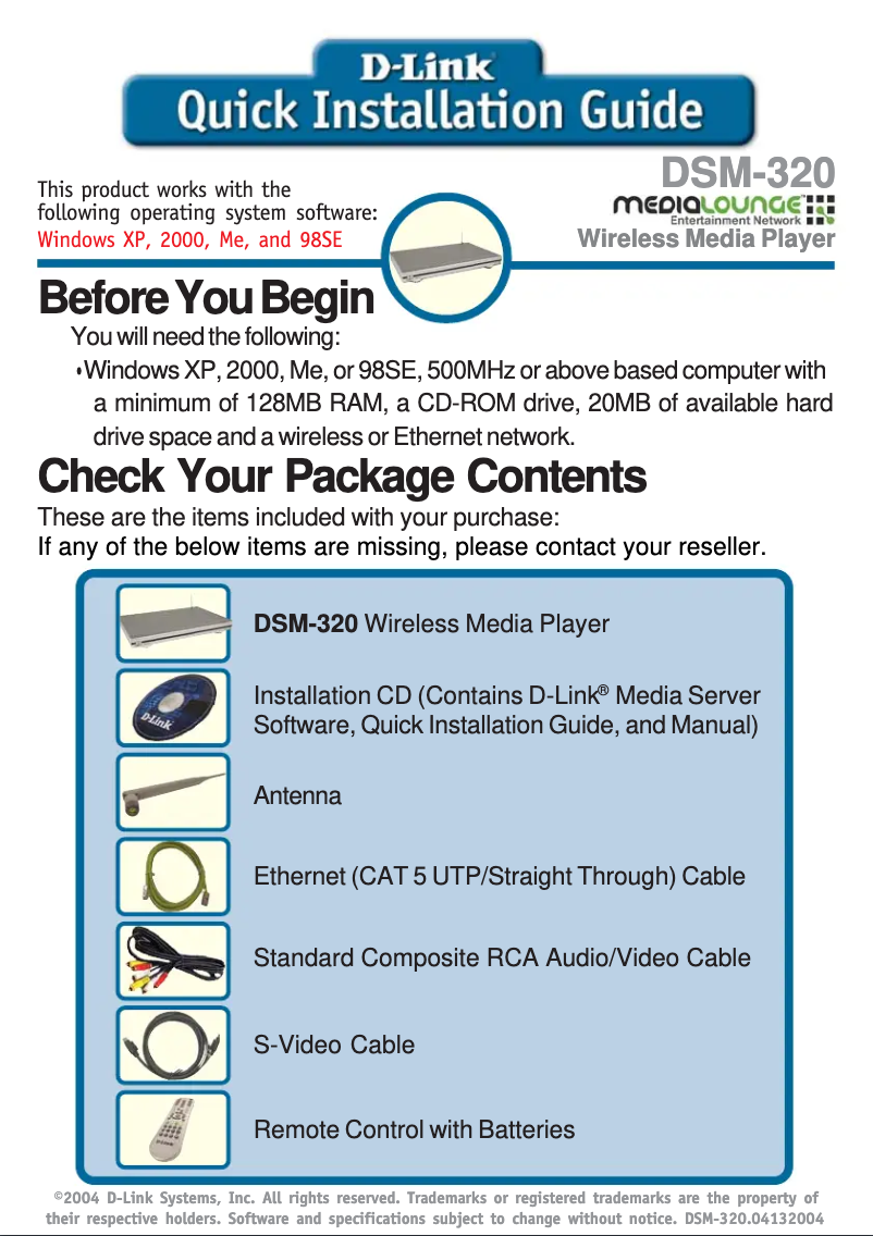 First page image of the manual for DSM-320