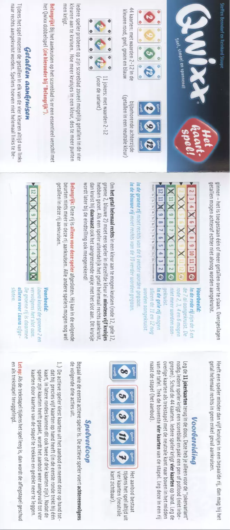 First page image of the manual for Qwixx Het Kaartspel