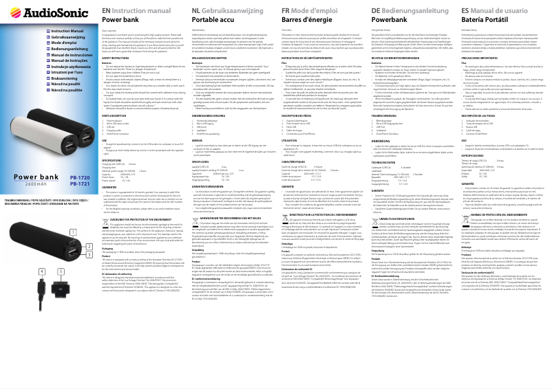Page 1 of the manual User Manual TriStar PB-1721