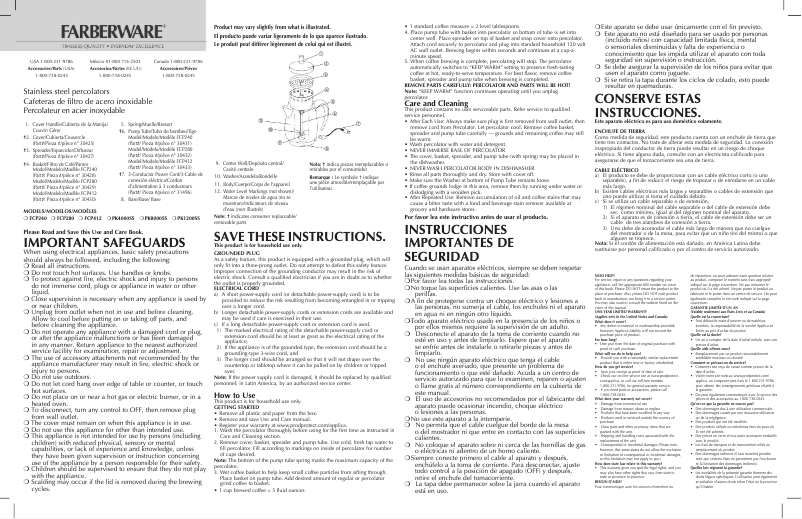 First page image of the manual for PK1200SS