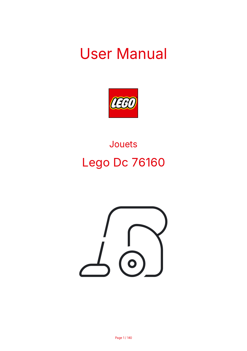 Page 1 of the manual User Manual Lego Dc 76160