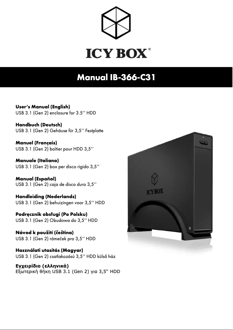 Page 1 of the manual Instruction Manual Icy Box IB-366-C31