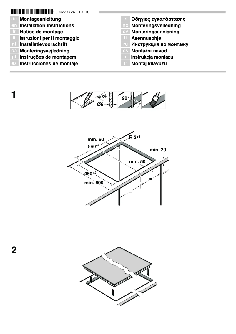 Page 1 of the manual Installation Guide Siemens ET675MK11E