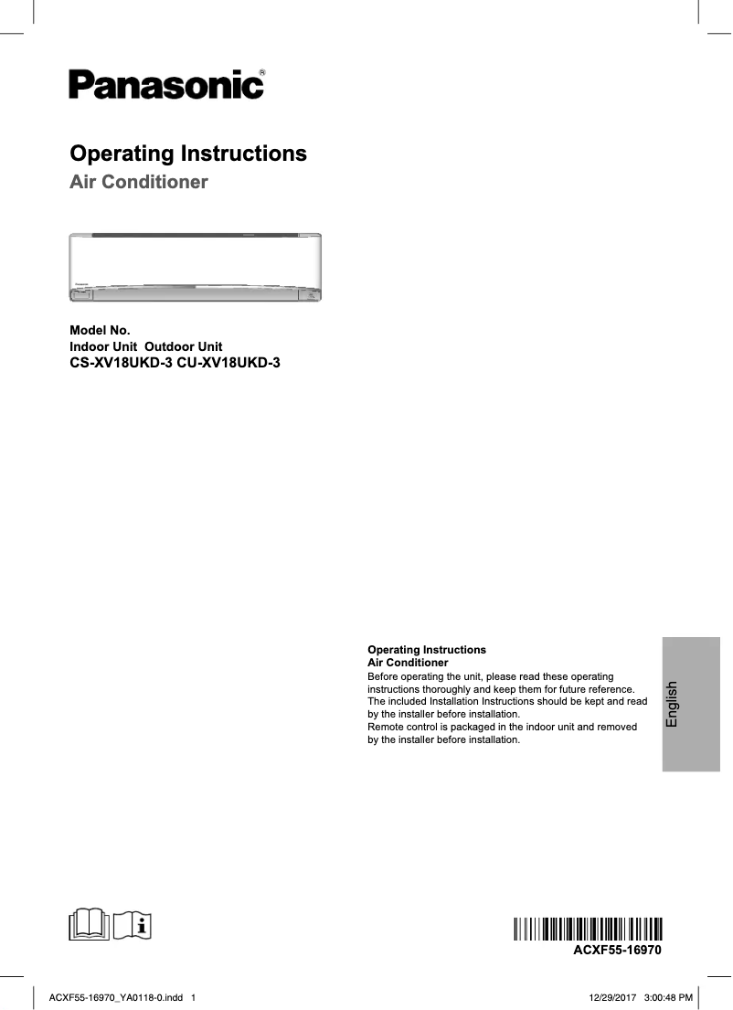 First page image of the manual for CS-XV18UKD-3