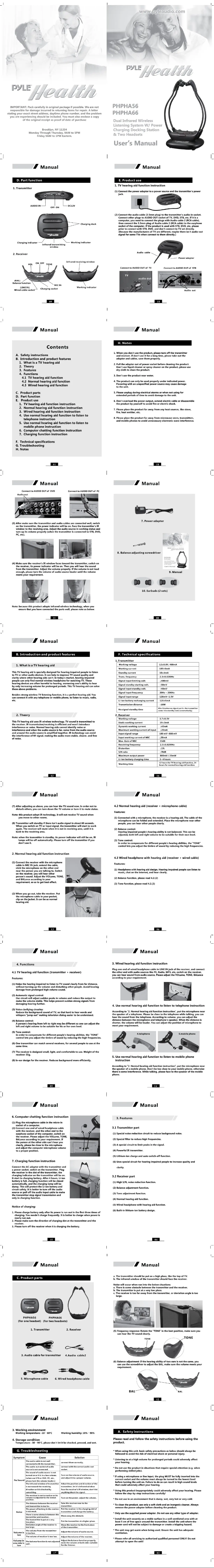 First page image of the manual for PHPHA66