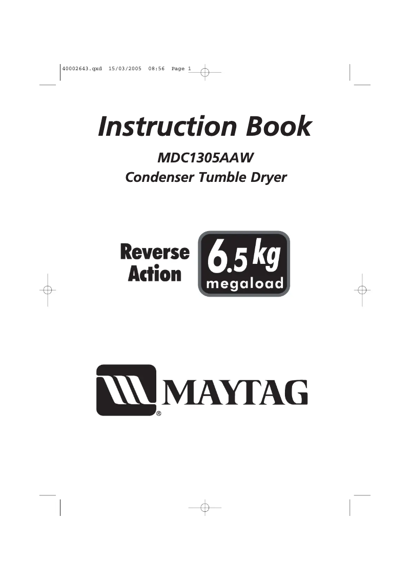 Page 1 of the manual User Manual Maytag MDC1305AAW