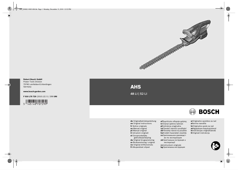 Page 1 of the manual User Manual Bosch AHS 48 Li