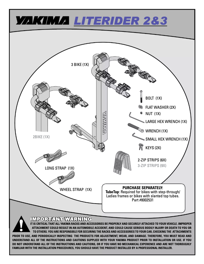 Page 1 of the manual User Manual Yakima LiteRider 3