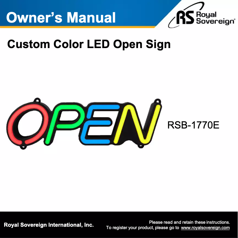 First page image of the manual for RSB-1770E
