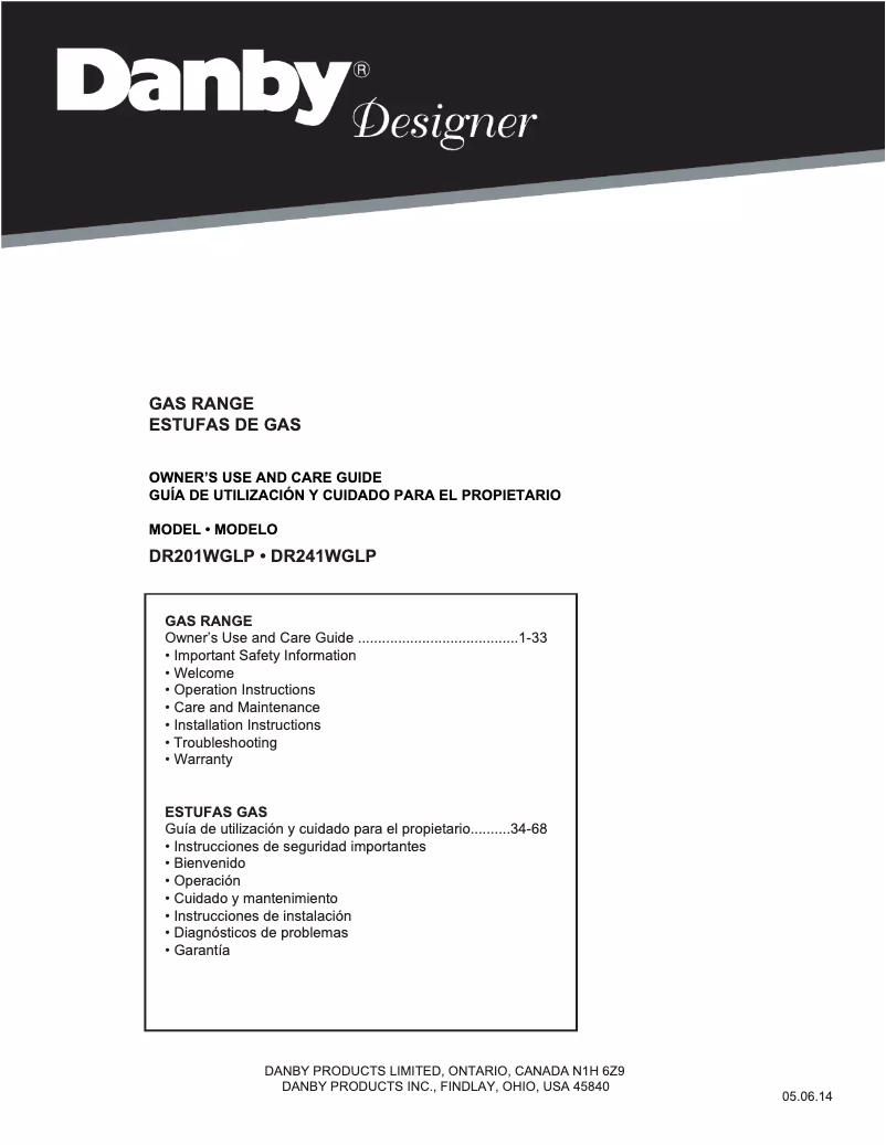 First page image of the manual for DR241WGLP