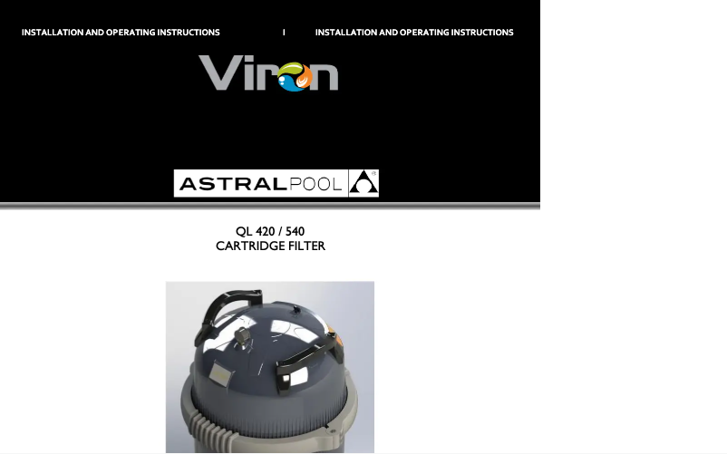 Page 1 of the manual User Manual AstralPool QL 420