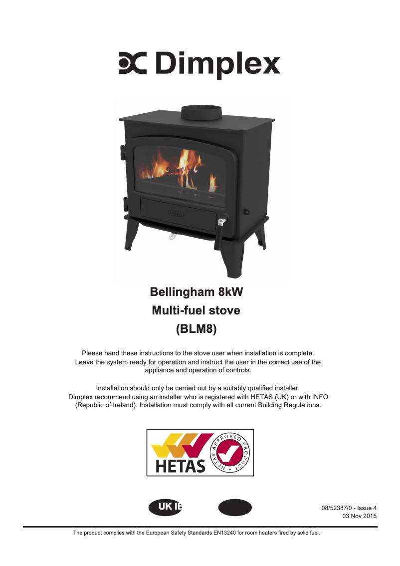 Page 1 of the manual User Manual Dimplex BLM8