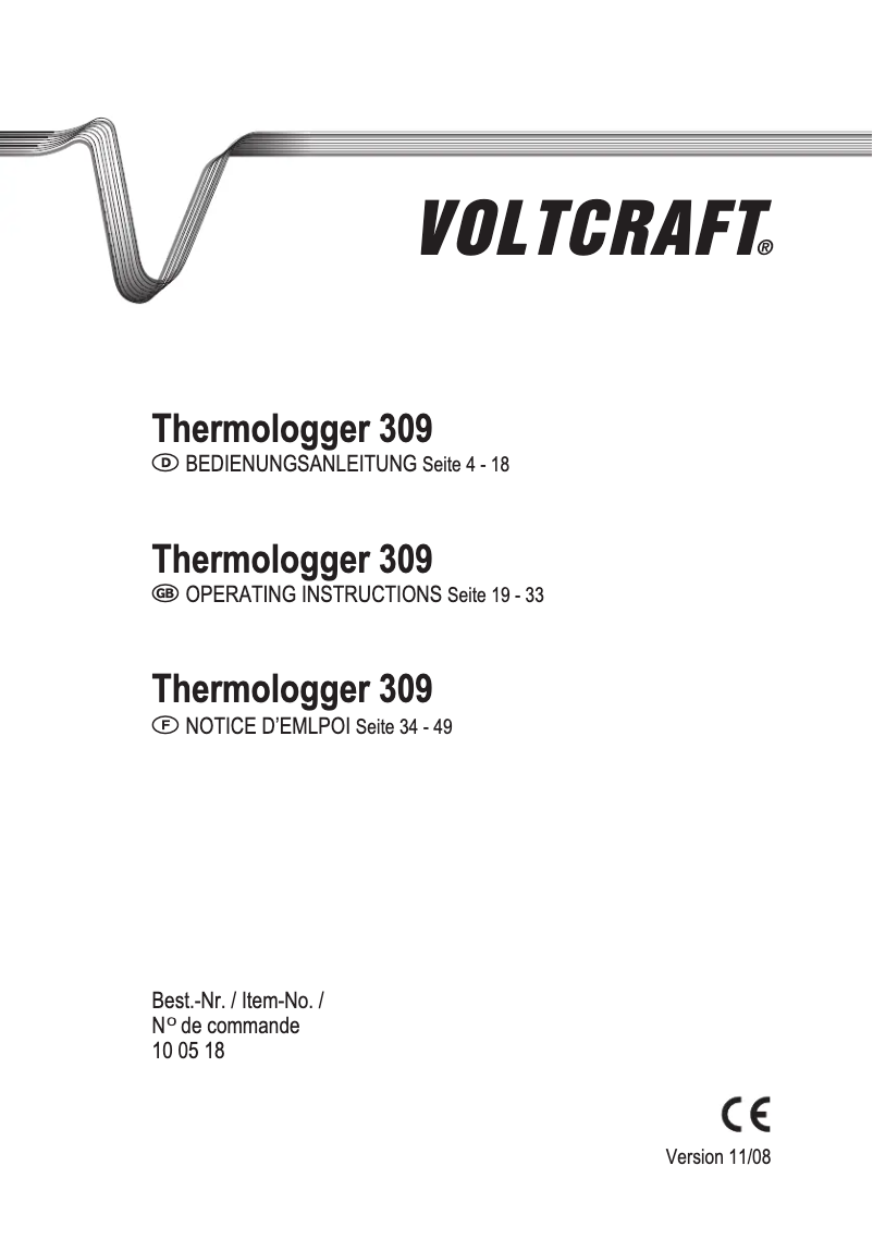 First page image of the manual for Thermologger 309