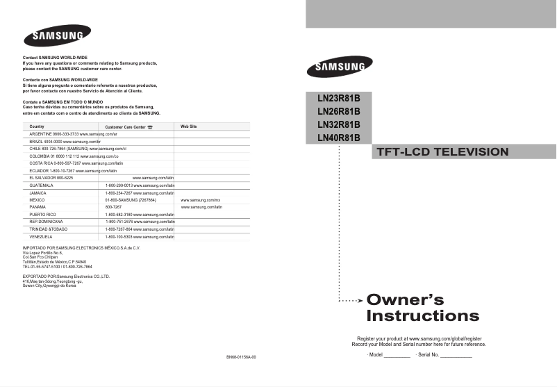 Page 1 of the manual User Manual Samsung LN32R81B
