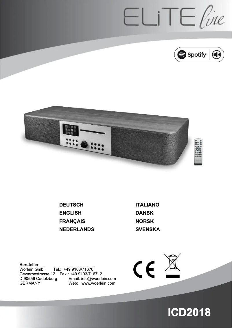Page 1 of the manual User Manual Soundmaster ICD2018